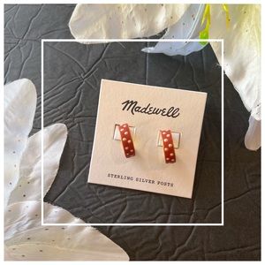 Madewell enamel huggie hoop earrings with polka dots